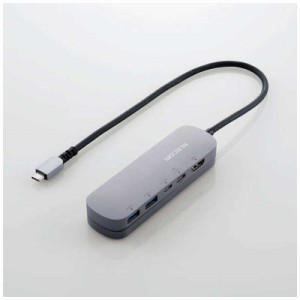 エレコム　ELECOM　USB Type C ドッキングステーション ハブ 5-in-1 PD 90W出力 USB-C ×2 USB-A ×2 HDMI ×1 固定用スタンド付 シルバ