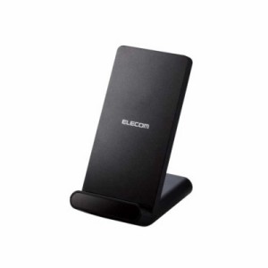 エレコム　ELECOM　ワイヤレス充電器 Qi認証 5W スタンド 縦置き/横置き両対応 滑り止めパッド おくだけ充電 ブラック　W-QS09BK