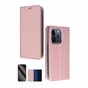 SHIZUKAWILL　iPhone14 Pro スリム 手帳型 スマホケース Rose Pink ピンク色 1個入り　APIP14PSLROPI