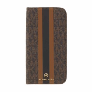 マイケルコース　Folio Case Stripe with Tassel Charm for iPhone 13 Brown　MKSTBRWFLIP2161