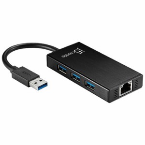 J5　LAN変換アダプタ [USB-A オス→メス LAN /USB-Aｘ3] 1Gbps対応 ブラック　JUH470
