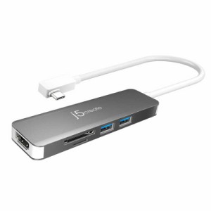 J5　[USB-C オス→メス カードスロットx2 / HDMI / USB-Ax2]変換アダプタ シルバー　JCD372