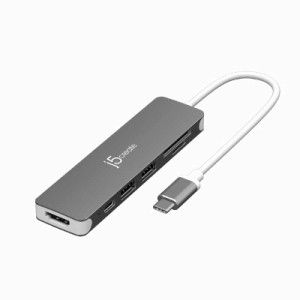 J5　ドッキングステーション スペースグレー[USB-C オス→メス カードスロットx2 / HDMI / USB-Ax2 / USB-C]USB PD対応 100W　JCD353