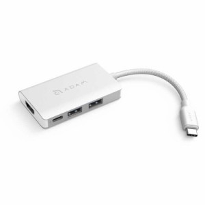 ADAMELEMENTS　USB Type-C 2ポートハブ/PD/HDMI変換アダプター ADAME ELEMENTS USB Type-C 2ポートハブ/PD/HDMI変換アダプター シルバー 