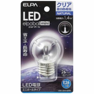 ELPA　LED装飾電球 ミニボール電球形 LEDエルパボールmini クリア [E26/昼白色/ボール電球形]　LDG1CN-G-G255