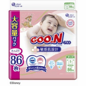 大王製紙　GOO.N グーンプラス 敏感肌設計 テープタイプ Sサイズ(4-8kg)86枚　