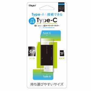 ナカバヤシ　カードリーダー SD USB2.0 TypeC＆A (USB2.0/スマホ タブレット対応)　CRWDCSD88BK