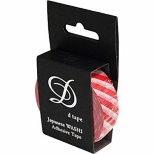 ナカバヤシ　和紙マスキングテープ d tape 1本　DT15‐STRIPE‐R (ストライプ/レッド)