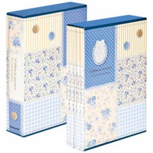 ナカバヤシ　5冊組ソフトボックスアルバム　パッチワーク柄 (ブルー)5PL-270-31-B