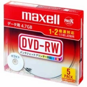 マクセル　データ用DVD-RW(1-2倍速) インクジェットプリンタ対応 5枚　DRW47PWBS1P5SA