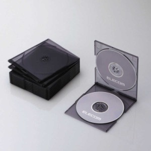 エレコム　ELECOM　CD/DVD/Blu-ray対応収納スリムケース(2枚収納×10セット･クリアブラック)　CCD-JSCSW10CBK