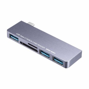 サンワサプライ　[USB-C オス→メス カードスロットx2 / USB-Ax3] 変換アダプタ　USB-3TCHC18GY