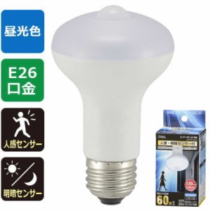 オーム電機　LED電球 レフランプ形 E26 60形相当 人感明暗センサー付　LDR7D-W/S9