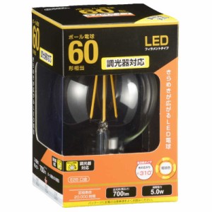 オーム電機　LEDフィラメント電球 クリア [E26/電球色/60W相当/ボール電球形/全方向]　LDG5L/DC6