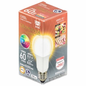 オーム電機　LED電球 E26 60形相当 電球色　E26/L/60W　LDA8L-GAG6RA93