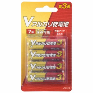 オーム電機　Vアルカリ乾電池 単3形 4本パック　LR6VN4B