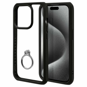 ラスタバナナ　iPhone15 Pro 6.1インチ VANILLA PACK AIRSOLID ハイブリッドケース TPU×アクリル 5H 衝撃吸収 リング付き BK×CL　