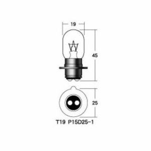 M＆H バイク ヘッドライト球 GGレンズバルブ 12v30/30w T19 P15D25-1 クリアタイプ GG2015 
