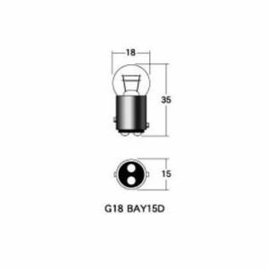 M＆H バイク ウィンカー・テール球 GGレンズバルブ 12V21/5W G18 BAY15D クリアタイプ GG5407 