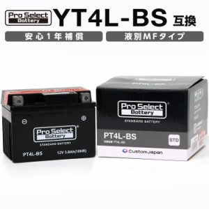 ProSelect(プロセレクト) バイク PT4L-BS スタンダードバッテリー(YT4L-BS互換) PSB001 液別 密閉型MFバッテリー