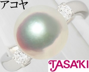 タサキ 田崎真珠 アコヤ真珠 8.7ミリ ダイヤ 0.16ct Pt900 リング 指輪 ピンク ピンキー 4号