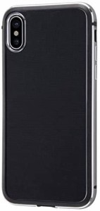 iPhoneXS (5.8インチ) iPhoneX 専用 アルミバンパー 背面パネル (クリア) ブラック RT-P20AB/BM/イングレム