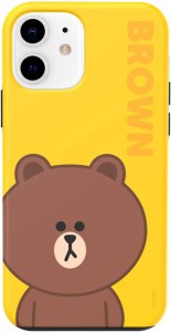 [LINE FRIENDS 公式ライセンス品] iPhone 12 mini ケース ライン フレンズ [ ブラウン 二重構造 ハイブリッド 耐衝撃 アイフォン 12 ミニ