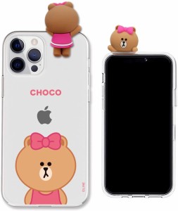 LINE FRIENDS iPhone 12 ケース iPhone 12 Pro ケース [ 公式ライセンス品 ラインフレンズ チョコ クリア フィギュア付き ] BASIC CHOCO 