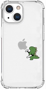 iPhone 13 mini スマホケース [ エイカン恐竜 キャラクター 透明 TPU  耐衝撃] おしごとザウルス 日曜大工 グリーン AK20942i13MN(キャラ