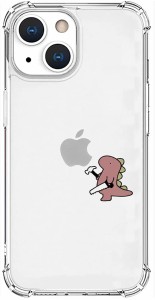 iPhone 13 mini スマホケース [ エイカン恐竜 キャラクター 透明 TPU  耐衝撃] おしごとザウルス 日曜大工 ピンク AK20943i13MN(キャラク