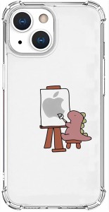 AKAN iPhone 13 mini ケース ソフト タフ [ エイカン 人気 恐竜 キャラクター 透明 TPU 密着痕防止 4つ角 エアクッション 耐衝撃 防塵 ワ