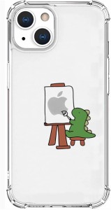 AKAN iPhone 13 ケース ソフト タフ [ エイカン 人気 恐竜 キャラクター 透明 TPU 密着痕防止 4つ角 エアクッション 耐衝撃 防塵 ワイヤ