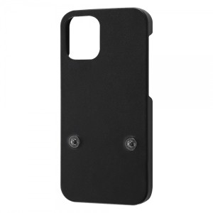 イングレム iPhone 12 mini きゃらぐるみ専用オープンレザー スマホケース カバー 着せ替え可能 ふわふわ/ブラック