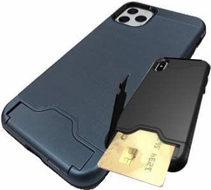 iPhone11/耐衝撃 スマホケース/カード収納/コモディア (ダークブルー)
