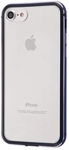 レイアウト iPhone SE(第2世代)/8/7用アルミバンパー 背面パネル(クリア) ネイビー RT-P24AB/DNM