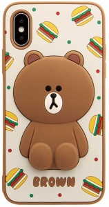 LINE FRIENDS iPhone XS/iPhone X ケース SILICON CASE ハンバーガーブラウン(ラインフレンズ シリコンケース)アイフォン カバー 5.8イン