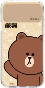 LINE FRIENDS iPhone 11 ケース LEDで光る LIGHT UP CASE ベーシック ブラウン (ラインフレンズ) 開閉式スライドでカメラレンズ保護 アイ