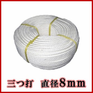 生川 ビニロンS ロープ 3つ打 直径8mm カット販売繊維ロープ 非難グッズ 防災グッズ 防災ロープ