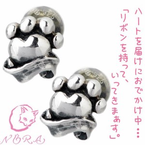 ノラ NORA ピアス レディース シルバー925 お届け中 2個売り 両耳用 プレゼント ギフト 足跡 猫 ねこ ネコ ハート リボン シンプル おし