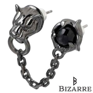 ビザール BIZARRE シルバー ピアス メンズ レディース フレグランスド パンサー ダブル ブラック 1個売り 片耳用 SPJ068BK 送料無料