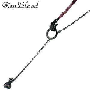 ケンブラッド KEN BLOOD シルバー ネックレス メンズ レディース スカル Y字 ピンクトルマリン KP-385BK 送料無料