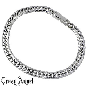 クレイジーエンジェル Crazy Angel ステンレス ブレスレット 金属アレルギー対応 メンズ 6面Ｗキヘイ サージカル316L 5.7mm/18cm プレゼ