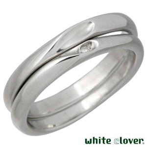 ホワイトクローバー white clover ステンレス リング 指輪 金属アレルギー対応 ペア ハート 誕生石 刻印可能 4SUR100M-102L-RD