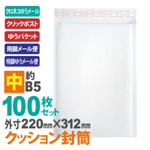 送料無料  クッション封筒 (中） 100枚セット B5サイズ エアキャップ付