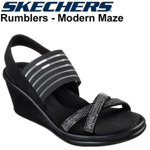 スケッチャーズ レディース サンダル SKECHERS RUMBLERS MODERN MAZE バックストラップ ウエッジヒール サマーシューズ ラインストーン 