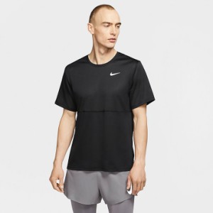 メンズ Tシャツ 半袖 ナイキ NIKE ブリーズラン S/S プラクティスシャツ/ランニングウェア 黒 ブラック スポーツウェア マラソン ジョギ