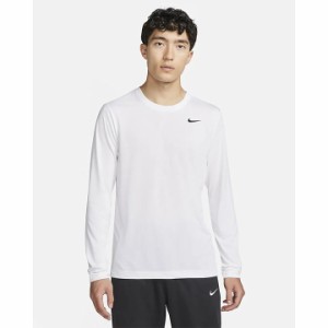 長袖 Tシャツ メンズ ナイキ NIKE Dri-FIT トレーニング スポーツウェア 速乾 フィットネス ジム ランニング ジョギング 男性 ホワイト 