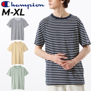 チャンピオン 半袖 Tシャツ メンズ Champion ボーダー柄 ポケット付 コットン100％ クルーネック  ウェア 男性 ポケT トップス/C3-X354