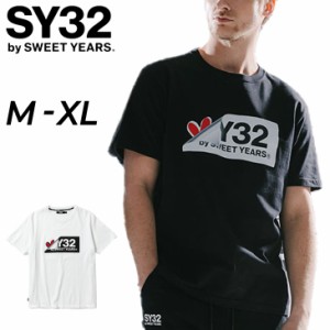 半袖 Tシャツ メンズ SY32 by SWEET YEARS スウィートイヤーズ TURN OVER BOX LOGO TEE/スポーツウェア  男性 ロゴ プリントT ブラック 