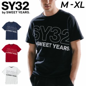 半袖 Tシャツ メンズ SY32 by SWEET YEARS スウィートイヤーズ SLASH BIG LOGO TEE スポーツウェア  男性 プリントT ビッグロゴ トップス